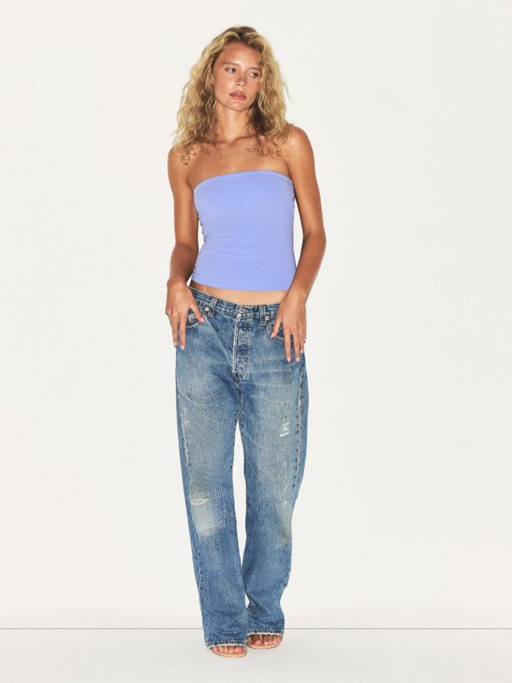 SKIMS Cotton Jersey Tube Top Blue Violet Size M NWT